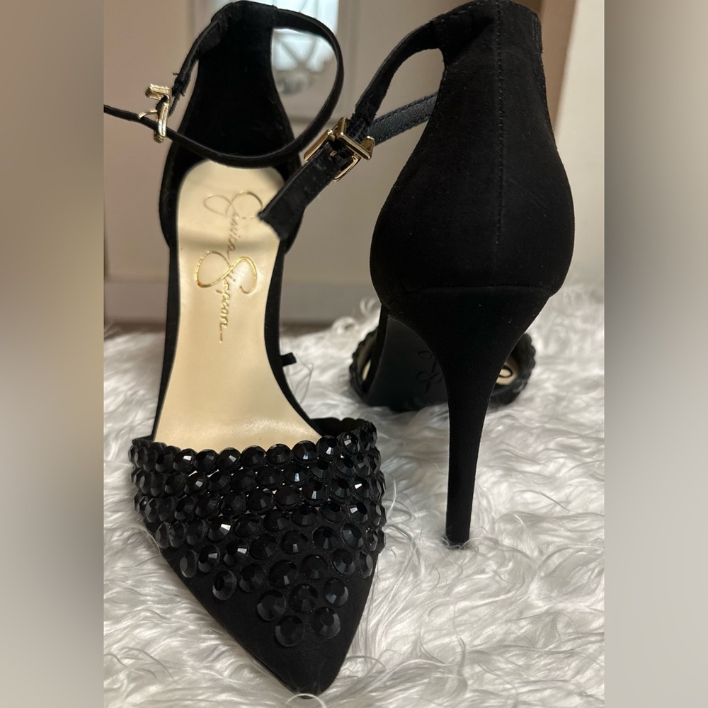Jessica Simpson Black Rhinestone Heels